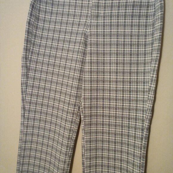 Liverpool Pants Women 10 Stretch Straight Plaid Blue Brown - Picture 5 of 16